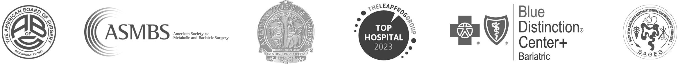 Row of logos from various Rex Bariatric Specialists Awards, and Associations