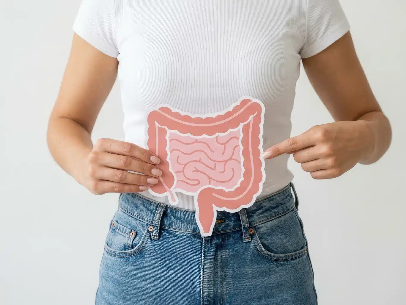 woman holding an intestine illustration